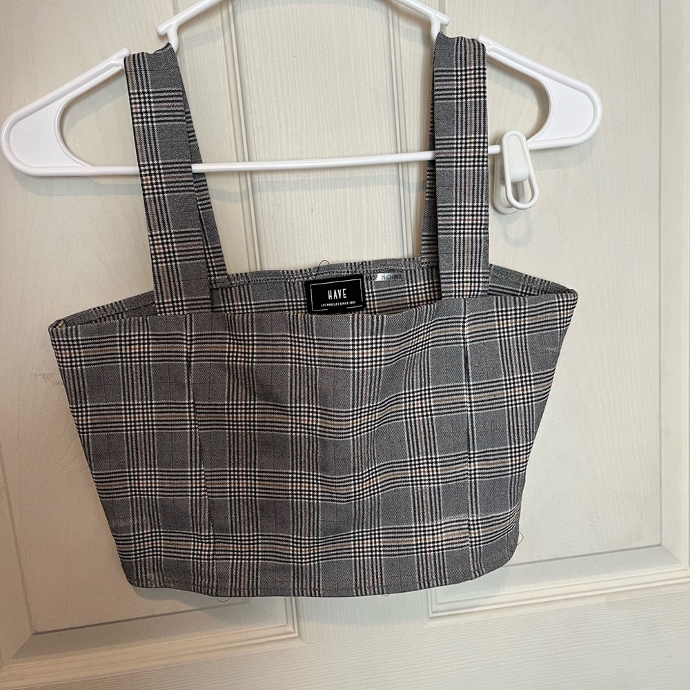 Have Black and White Plaid Top